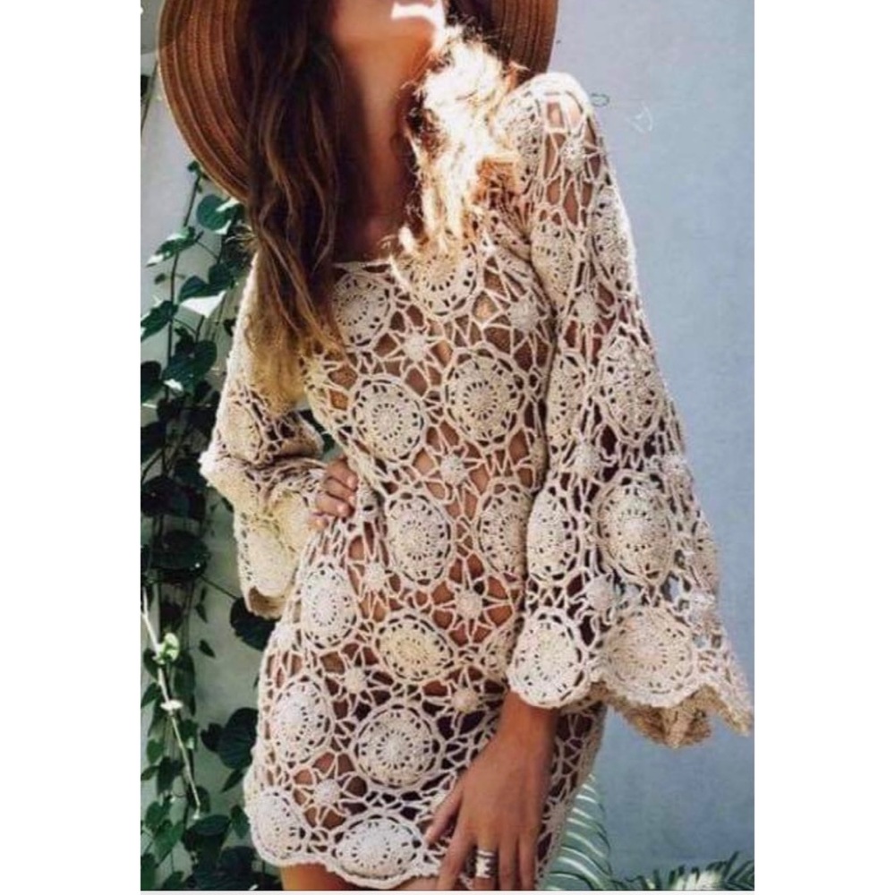 Gorgeous handmade crochet bell sleeve dress